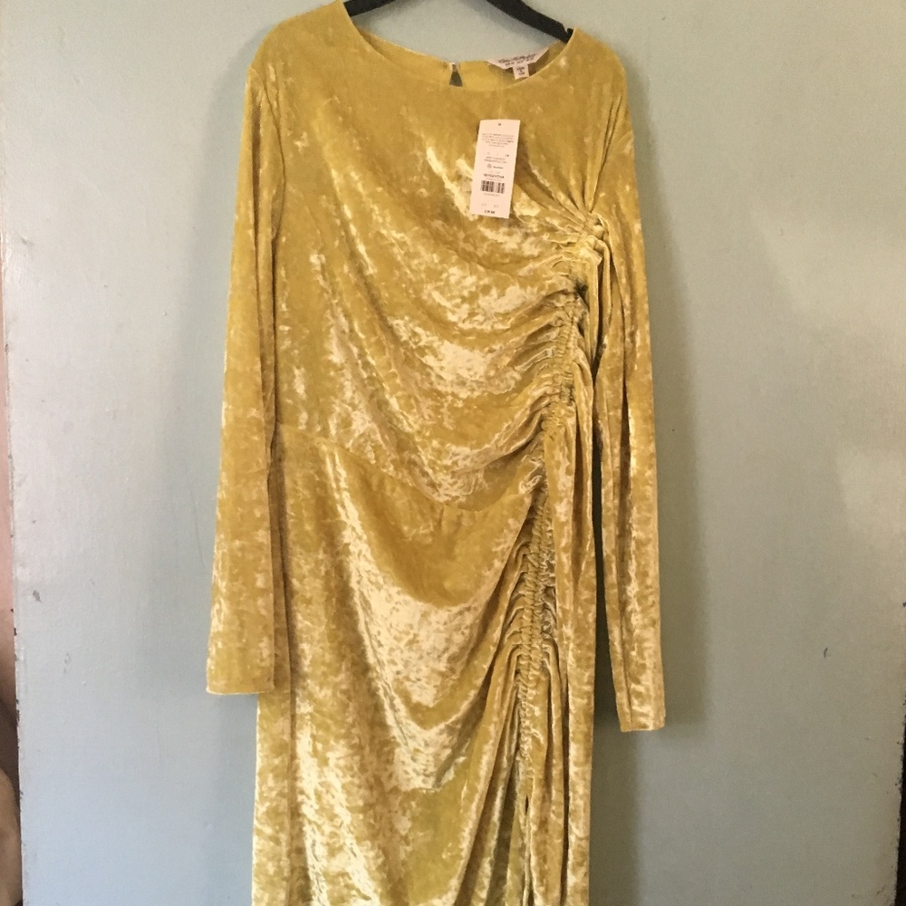 Miss Selfridge Chartreuse Crush Velvet Dress